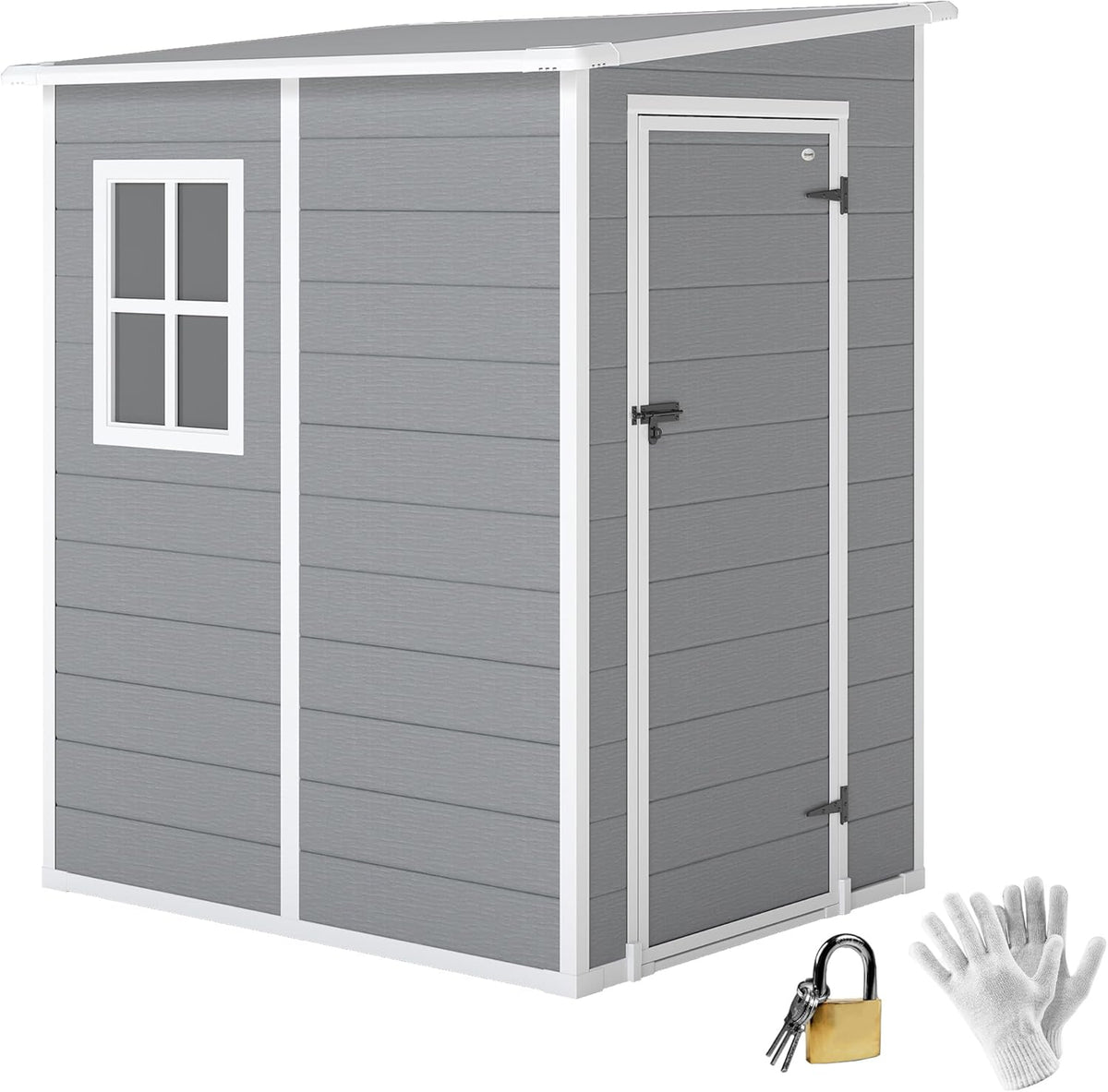 Outsunny abri de jardin compact 1,54 m² - Cabane rangement outils gris avec porte verrouillable - Aluminium et polypropylène étanche