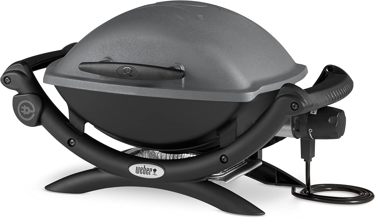 Weber Q 1400 Barbecue électrique portable noir - Grille en fonte d'acier émaillée - Surface de cuisson 43 x 32 cm - Bac récupérateur amovible