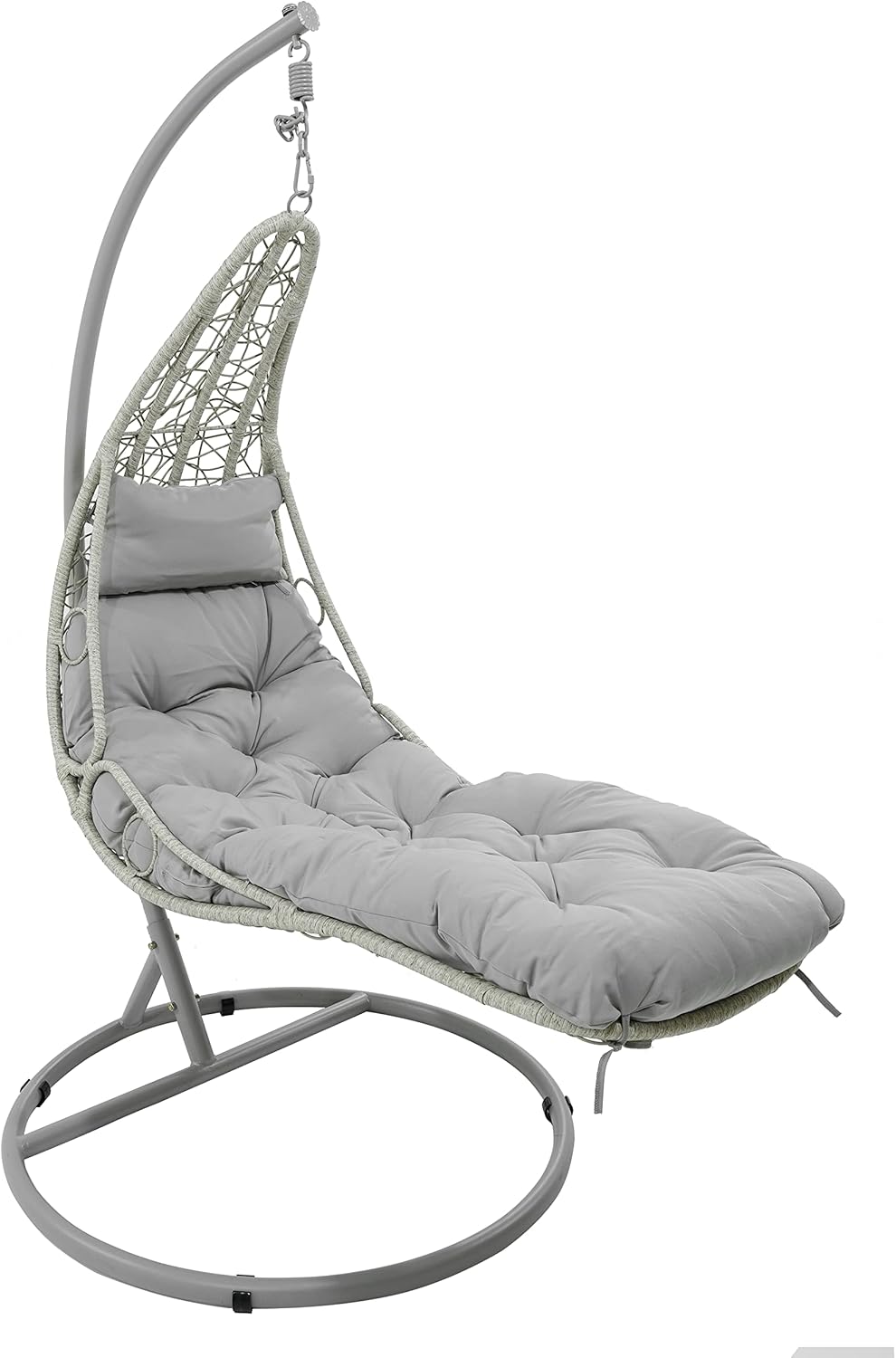 Fauteuil suspendu jardin en aluminium et HULARO avec coussin - Chaise hamac extérieure gris - Siège véranda terrasse