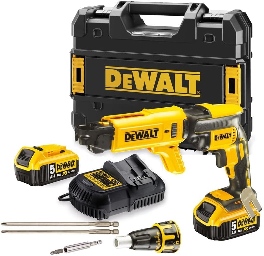 DEWALT DCF620P2K-QW visseuse plaques de plâtre Brushless 18V XR 5Ah Li Ion - Tournevis sans fil avec 2 batteries et chargeur
