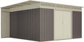 Hoggar Uppsala abri de jardin métal premium 13,22 m² - Cabane extérieure blanc marron - Porte coulissante acier allié étanche