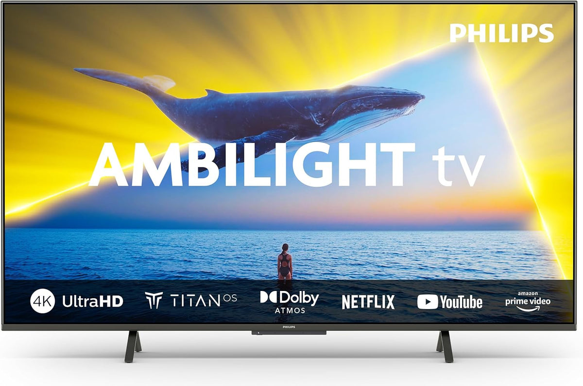 Philips Ambilight 55PUS8109 Smart TV LED 55 pouces 4K - Téléviseur Pixel Precise Ultra HD Titan OS Dolby Atmos Alexa Google Assistant