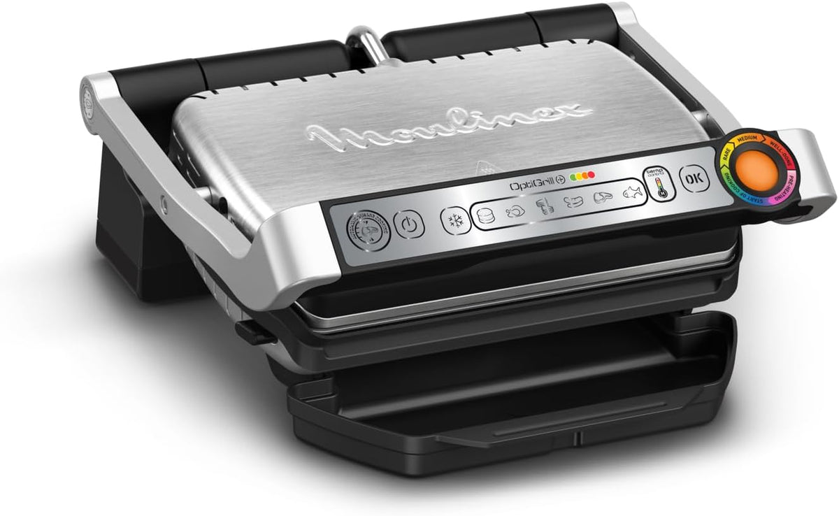 Moulinex OptiGrill+ GI712D Grill électrique viande poisson légumes - Contrôle température 2000 W - 6 programmes automatiques plaques antiadhésives