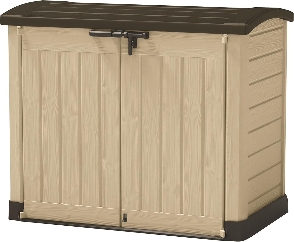 Keter M291820 Store It Arc 120 coffre de rangement extérieur - Boîte de jardin en résine beige - Rangement étanche avec structure en polypropylène et résine