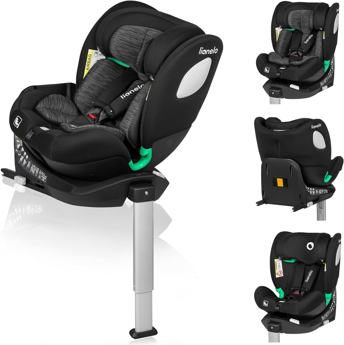 LIONELO Braam Siège Auto Bébé et Enfant 0 à 36 kg - Rotation 360° ISOFIX ou Ceinture - Orientation Face Route et Dos Route avec Harnais 5 Points