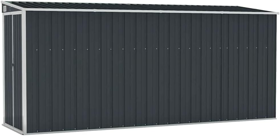 vidaXL abri de jardin mural en acier - Finition anthracite pour outils et équipements extérieurs - Structure acier galvanisé étanche - Dimensions 118 x 382 x 178 cm