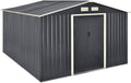 en.casa abri de jardin 15 m3 - Acier galvanisé gris foncé avec toit à pignon - Structure étanche pour rangement extérieur - Dimensions 277 x 192 x 319 cm