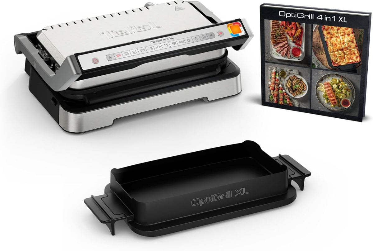 Tefal Optigrill 4 en 1 XL GC784D10 Grill électrique intelligent - Barbecue four repas complet - 9 programmes ouverture 180 degrés