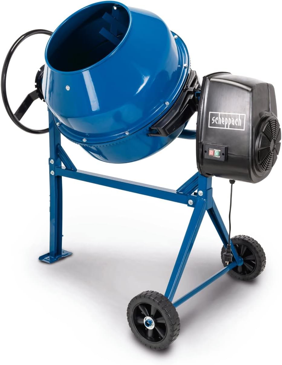 Scheppach MIX180 bétonnière électrique 180L 800W - Cuve grande capacité avec couronne en fonte - Malaxeur chantier 230V