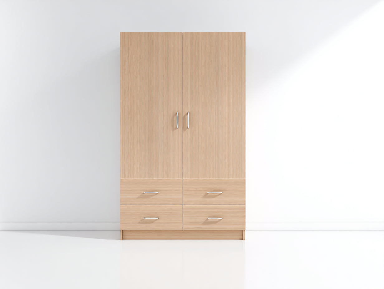 Armoire-panneaux de bois-104x49x176 cm-beige-moderne