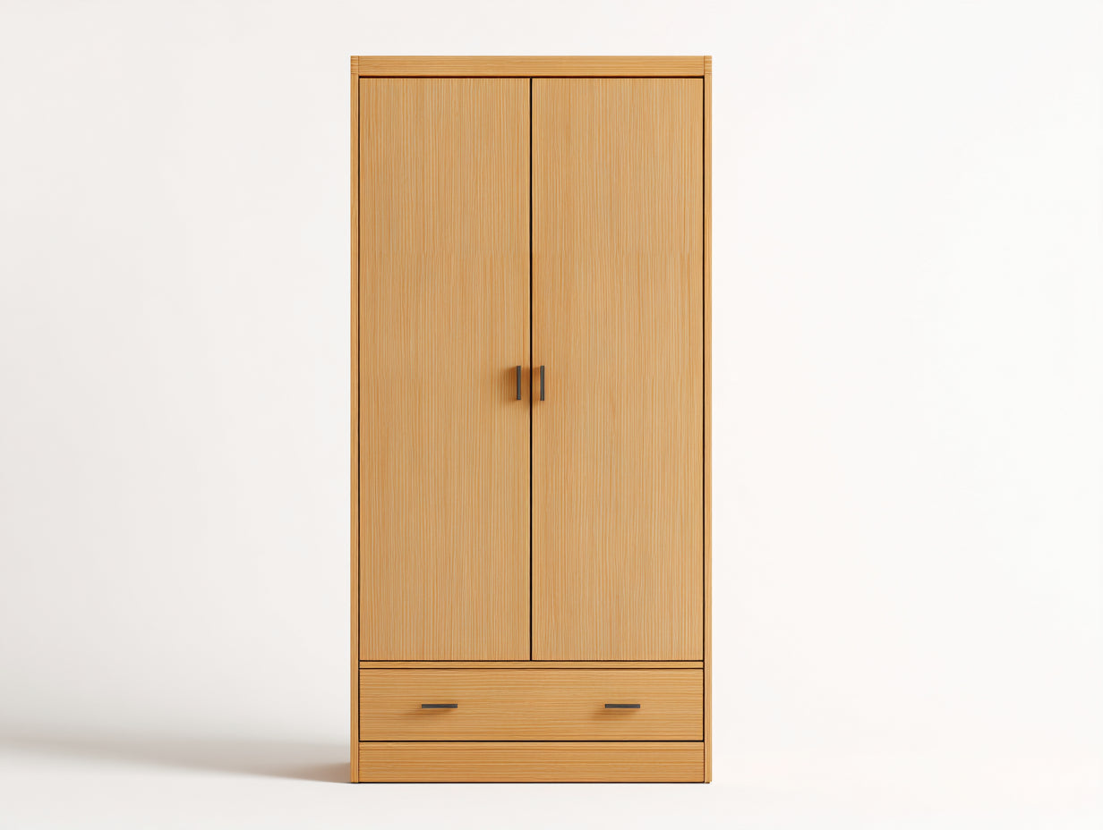 Armoire-bois-98x50x180 cm-marron clair-moderne