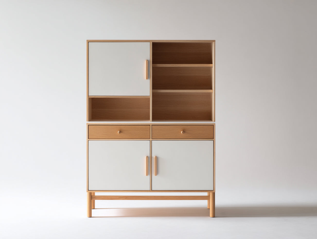 Bibliothèque - bois - 104x39x166 cm - chêne clair-blanc - scandinave