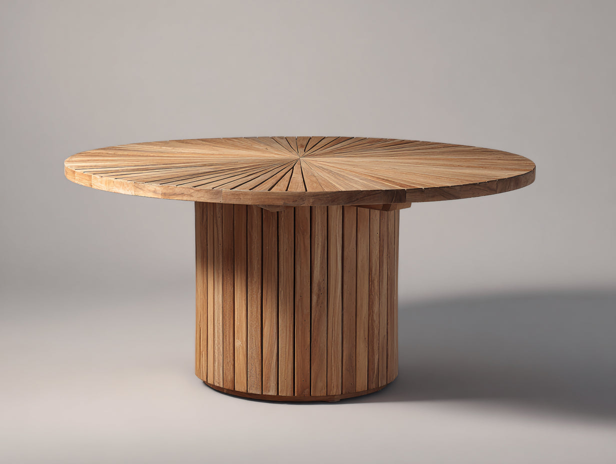 Table de jardin - bois de teck - 150x150x76 cm - brun naturel - style contemporain