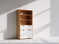 Bibliothèque - bois - 98x37x172 cm - chêne clair-blanc - moderne