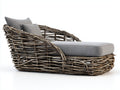 Bain de soleil - branches tressées-tissu - 182x92x84 cm - Gris-Brun vieilli - style wabi-sabi