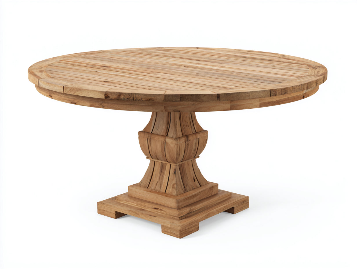Table de jardin - bois de teck - 135x135x76 cm - naturel - style classique