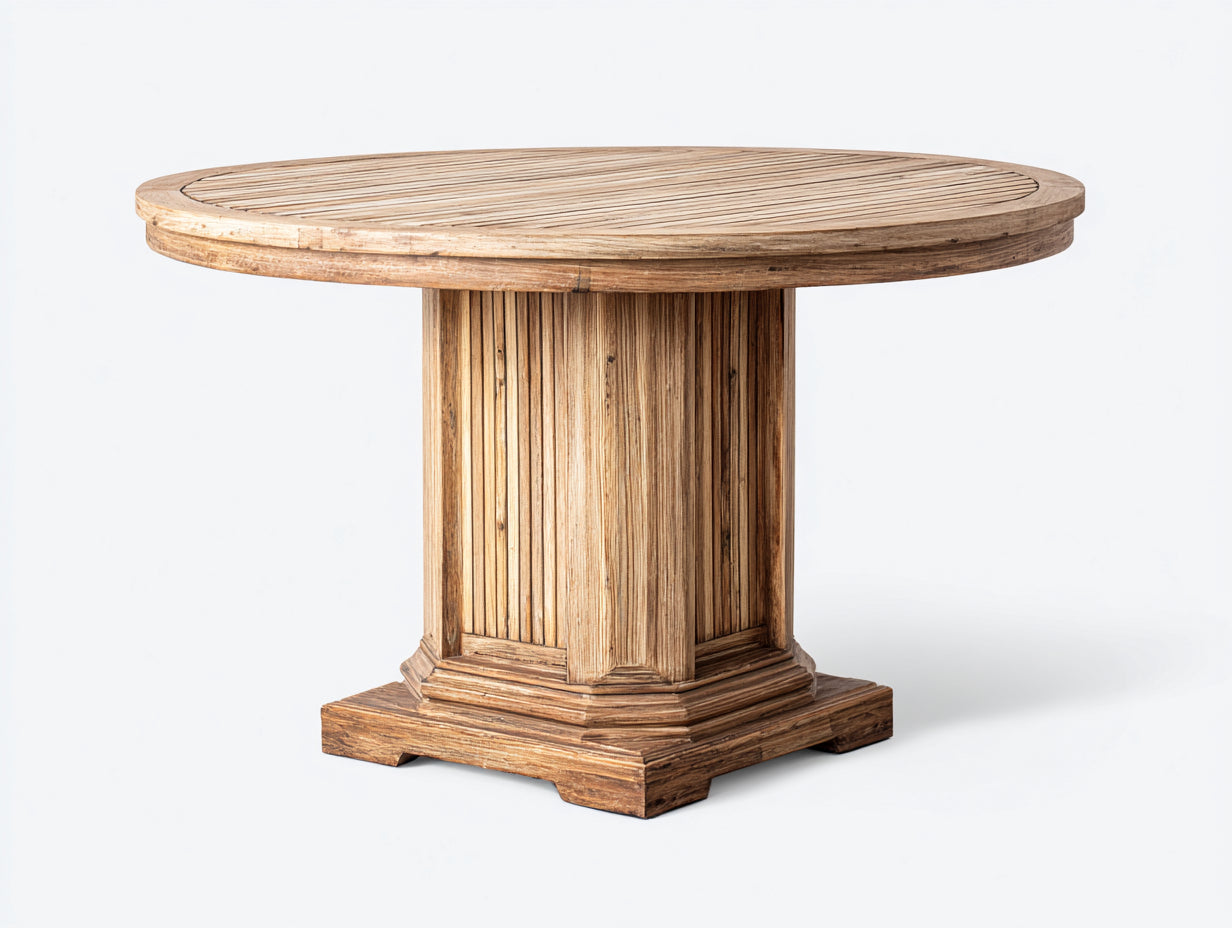 Table de jardin - bois de teck recyclé - 140x140x76 cm - brun vieilli - style traditionnel