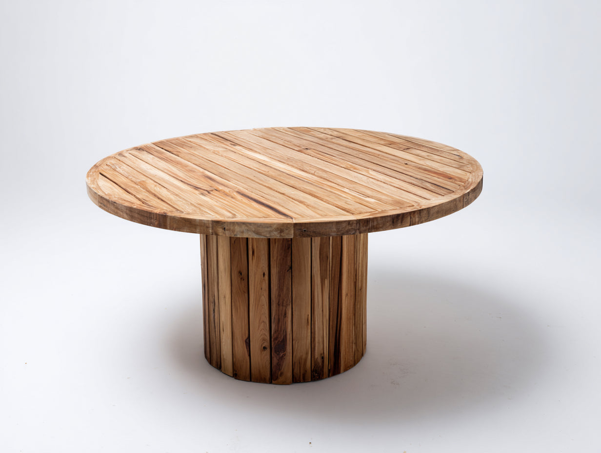 Table de jardin - bois de teck - 125x125x75 cm - naturel - style organique