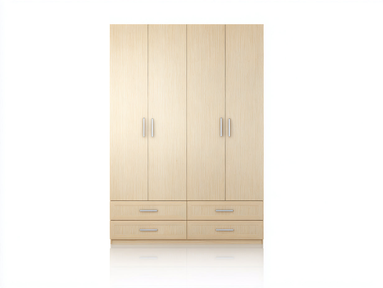 Armoire-panneaux de bois-154x53x190 cm-beige-moderne