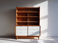 Bibliothèque - bois - 126x42x176 cm - brun-blanc - vintage