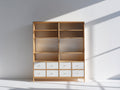Bibliothèque - bois - 134x40x182 cm - chêne clair-blanc - moderne