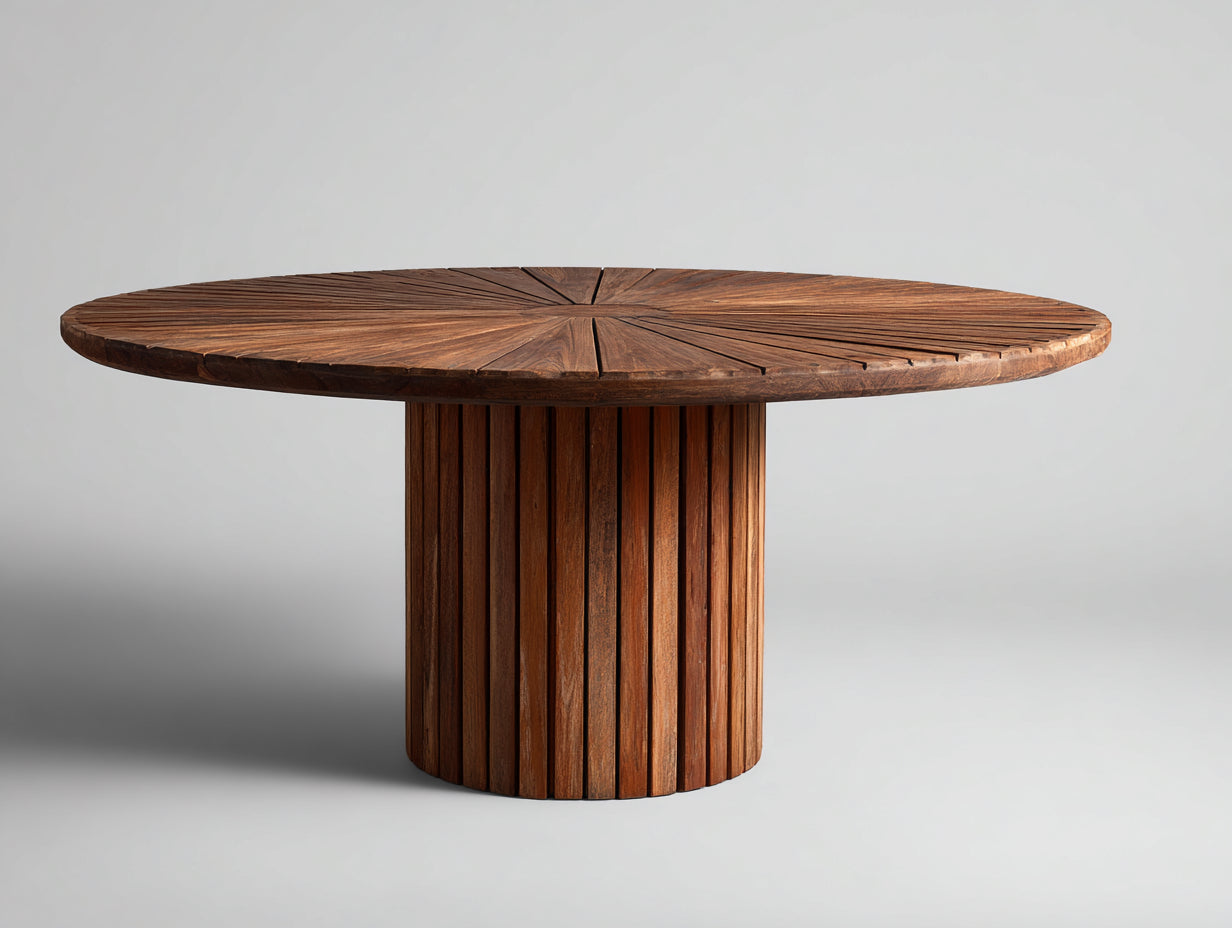 Table de jardin - bois d'acacia - 140x140x76 cm - brun foncé - style contemporain