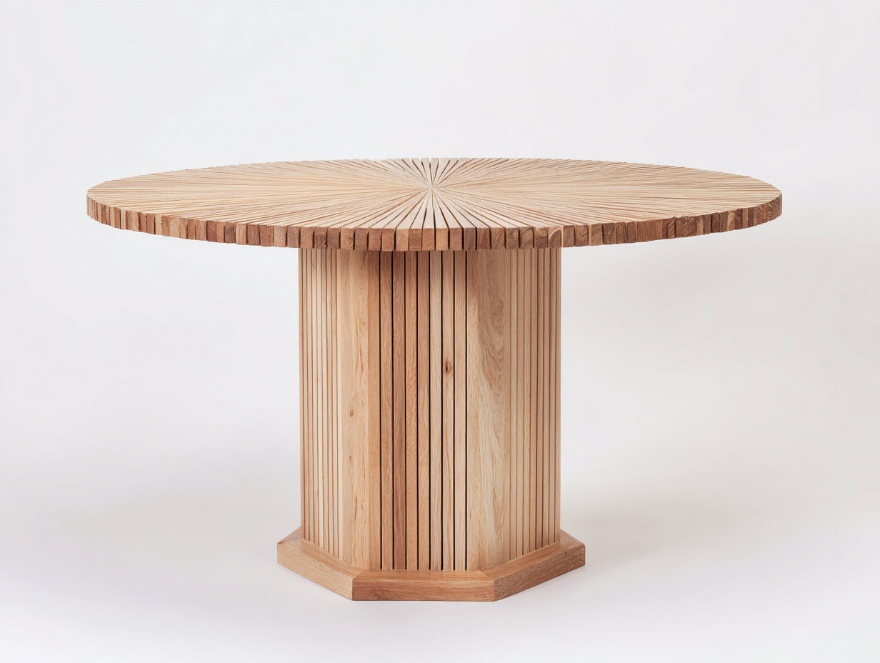 Table de jardin - bois de frêne - 150x150x76 cm - naturel clair - style minimaliste